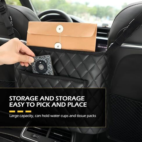 حامل محفظة السيارة بين المقاعد مع جيب أمامي، حقيبة تخزين المستندات ذات سعة كبيرة للوجبات الخفيفة، منظم متعدد الوظائف للسفر، حاجز المقعد الخلفي الداخلي التلقائي (أسود) in Kuwait
