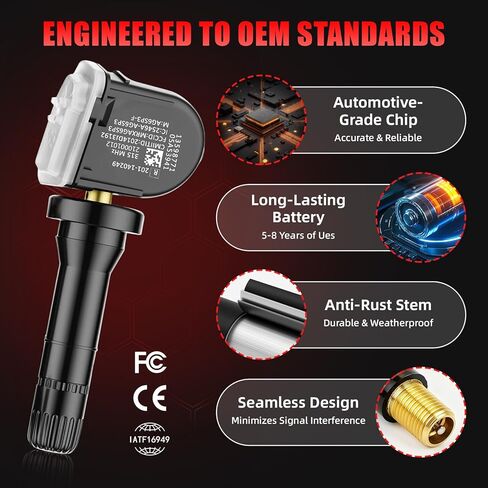 TPMS مبرمج مسبقًا 315 ميجا هرتز، مستشعر ضغط الإطارات مناسب لـ: -Chevy Suburban 2007-2020، Impala 2006-2020، Malibu 2008-2015، Camaro 2010-2015 (4 قطع) in Kuwait