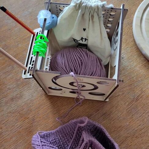 Basswood Yarn Bowl with Crochet Tool Holder, Handmade Craft Knitting Organizer and Storage for Needles in Saudi Arabia