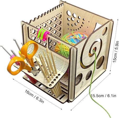 Basswood Yarn Bowl with Crochet Tool Holder, Handmade Craft Knitting Organizer and Storage for Needles in Saudi Arabia