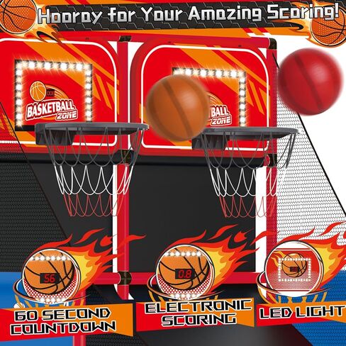 ترقية لعبة كرة السلة المزدوجة للأطفال، طوق كرة السلة الإلكتروني مع لوحة النتائج الإلكترونية LED ضوء 6 كرات ألعاب رياضية داخلية وخارجية هدية للأولاد والبنات الذين تتراوح أعمارهم بين 3-8 (أزرق) in Kuwait