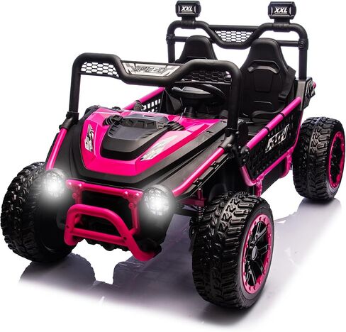 sopbost Premium 24V 2 Seater XXL Kids UTV Ride On Car مع جهاز تحكم عن بعد 4WD على الطرق الوعرة سيارة كهربائية للركوب على لعبة سيارة مع عجلات إطارات EVA، إطار معدني، بلوتوث (وردي) in Saudi Arabia