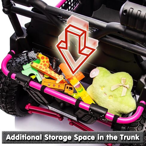 sopbost Premium 24V 2 Seater XXL Kids UTV Ride On Car مع جهاز تحكم عن بعد 4WD على الطرق الوعرة سيارة كهربائية للركوب على لعبة سيارة مع عجلات إطارات EVA، إطار معدني، بلوتوث (وردي) in Saudi Arabia