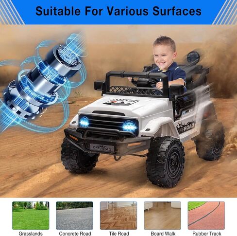 CABIHOME 24v Kids Electric Ride-on Car 2-Seater Off-Road Vehicle Designed for Music, LED Lights, Durable Plastic and Iron Build, Suitable for Children Ages 3-8, Includes 12v7AH Longwei Battery in Saudi Arabia