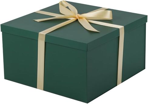 علبة هدايا UoeRing قطعة واحدة سوداء كبيرة جدًا مع أغطية مقاس 13 × 13 × 7 بوصات علب هدايا للهدايا، صندوق عيد ميلاد (يشمل الشريط وبطاقة هدايا ومغلفات حشو الورق) in Kuwait