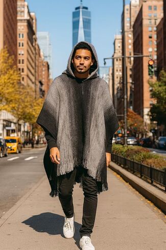 معطف ألبكة بغطاء رأس - أبيض مع خطوط وشراشيب من جامبا in Kuwait