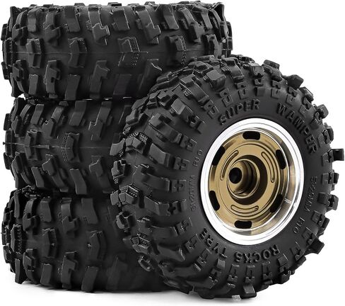 عجلات وإطارات Beadlock RC 1.0 بوصة لـ 1/18 TRX4M، 1/24 Axai1 SCX24 RC Crawler، 1.0 إطارات Beadlock مع عجلات ألمنيوم 1.0 RC Beadlock Rims، 4 قطع (برونزية) in Kuwait