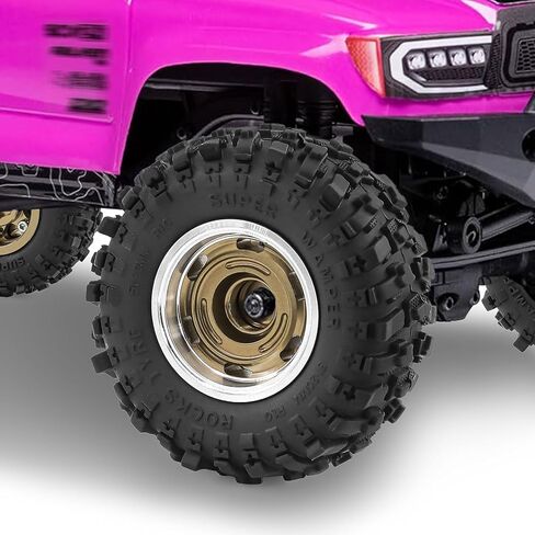 عجلات وإطارات Beadlock RC 1.0 بوصة لـ 1/18 TRX4M، 1/24 Axai1 SCX24 RC Crawler، 1.0 إطارات Beadlock مع عجلات ألمنيوم 1.0 RC Beadlock Rims، 4 قطع (برونزية) in Kuwait