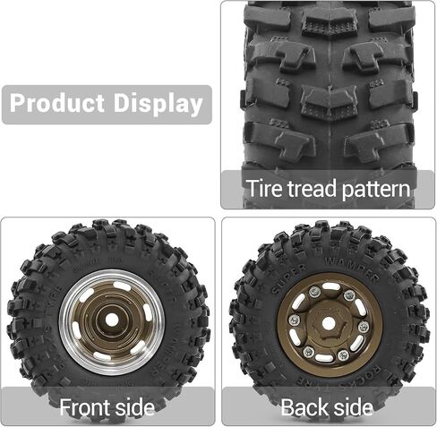 عجلات وإطارات Beadlock RC 1.0 بوصة لـ 1/18 TRX4M، 1/24 Axai1 SCX24 RC Crawler، 1.0 إطارات Beadlock مع عجلات ألمنيوم 1.0 RC Beadlock Rims، 4 قطع (برونزية) in Kuwait