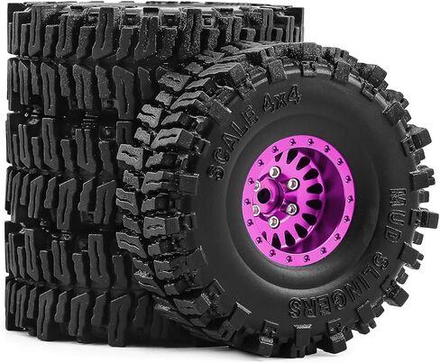 عجلات وإطارات Beadlock RC مقاس 1.0 بوصة لزاحف 1/18 TRX4M، 1/24 Axai1 SCX24 RC، إطارات Beadlock 1.0 مع عجلات من سبائك الألومنيوم 1.0 إطارات Beadlock rc، 4 قطع (أرجواني) in Kuwait