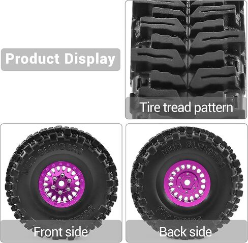 عجلات وإطارات Beadlock RC مقاس 1.0 بوصة لزاحف 1/18 TRX4M، 1/24 Axai1 SCX24 RC، إطارات Beadlock 1.0 مع عجلات من سبائك الألومنيوم 1.0 إطارات Beadlock rc، 4 قطع (أرجواني) in Kuwait