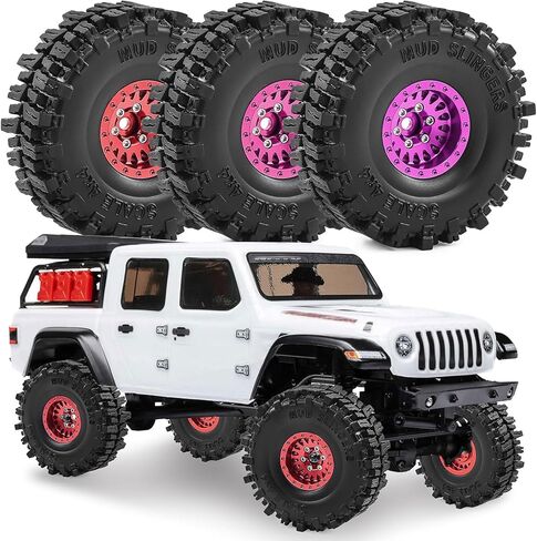 عجلات وإطارات Beadlock RC مقاس 1.0 بوصة لزاحف 1/18 TRX4M، 1/24 Axai1 SCX24 RC، إطارات Beadlock 1.0 مع عجلات من سبائك الألومنيوم 1.0 إطارات Beadlock rc، 4 قطع (أرجواني) in Kuwait