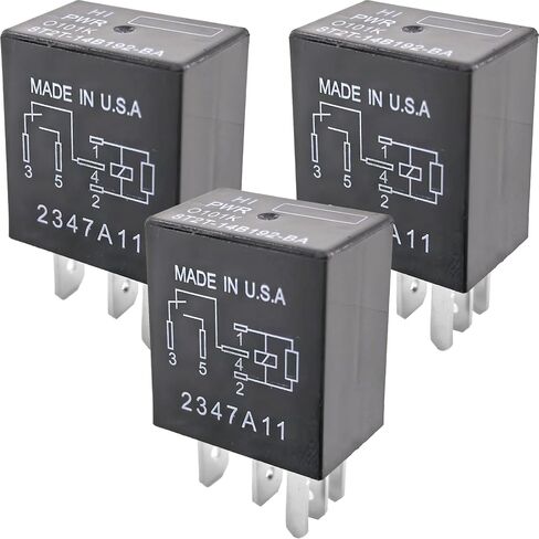 3 عبوات 8T2T-14B192-BA Relay - 40A 12VDC 5-Pin SPDT Automotive Relay - متوافق مع مركبات مختارة من Ford/Lincoln (لـ F-150، Navigator) - يعمل على إصلاح المصابيح الأمامية ومضخة الوقود ورموز P0699/P0230 in Saudi Arabia