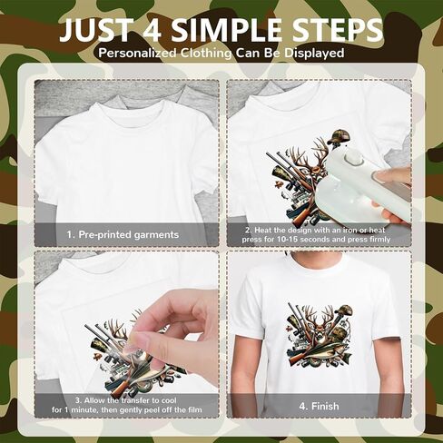 30 Sheets Hunting Season Iron on Transfers for T Shirts Stickers, Duck Camouflage Old Camo DTF Transfers Ready to Press, Heat Transfer Vinyl Iron on Decals for Clothing DIY Designs Washable in Saudi Arabia