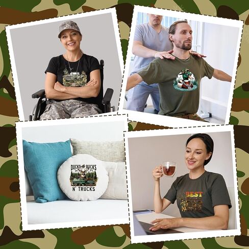 30 Sheets Hunting Season Iron on Transfers for T Shirts Stickers, Duck Camouflage Old Camo DTF Transfers Ready to Press, Heat Transfer Vinyl Iron on Decals for Clothing DIY Designs Washable in Saudi Arabia