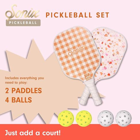 Sonix | Pickleball Paddles Set of 2 | Fiberglass Surface Pickleball Set with 2 Rackets, 4 Balls, & Bag in Saudi Arabia