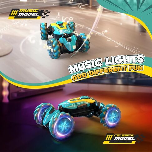 Rc Cars, RC Stunt Car for Kids, Remote Control Stunt Gesture car with Music, Double Sided 360 degreeSpins and Flips Gesture Sensor Toy Cars in Kuwait