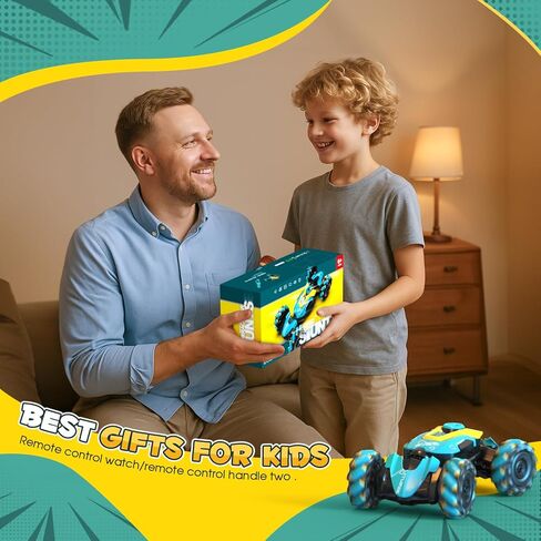 Rc Cars, RC Stunt Car for Kids, Remote Control Stunt Gesture car with Music, Double Sided 360 degreeSpins and Flips Gesture Sensor Toy Cars in Kuwait