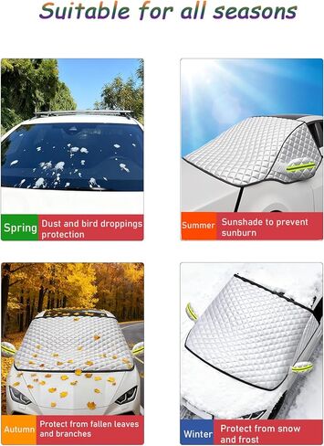 Car Windshield Snow Cover for Ford Mustang F Series Fiesta Focus Taurus Explorer Expedition, Frost Ice Windscreen Covers with Side Mirror Protector Cover, Four-Season Windshield Cover, Easy to Use in Saudi Arabia