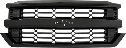 مجموعة الشبكة الأمامية متوافقة مع 2016-2019 تشيفي شيفروليه سيلفرادو 1500 بديلة لـ 84134049 بلاستيك الشواية الأمامية (ABS) باللون الأسود in Kuwait