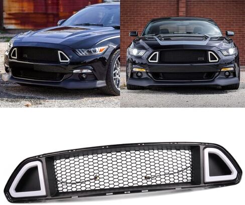 PIT66 Front Hood Upper Grille Grill with White DRL LED Light Compatible with Ford Mustang 2013-2014 (Except Shelby Trims) DR3Z8200AB, FO1200590 in Saudi Arabia
