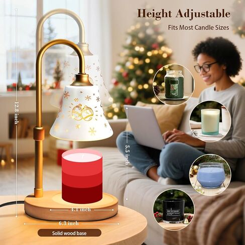 Flower Candle Warmer Lamp with Timer: 2H/4H/8H Timer Adjustable Height with 2 Bulbs - Dimmable Wax Melt Warmer for Home Decor in Kuwait