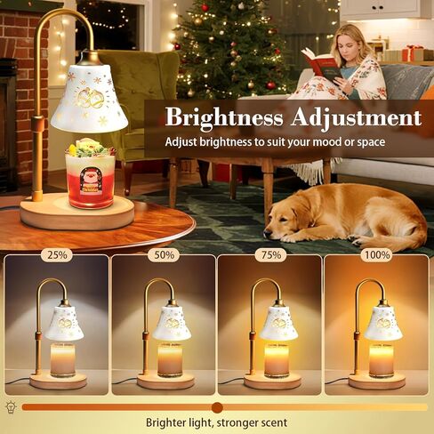 Flower Candle Warmer Lamp with Timer: 2H/4H/8H Timer Adjustable Height with 2 Bulbs - Dimmable Wax Melt Warmer for Home Decor in Kuwait