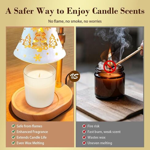 Flower Candle Warmer Lamp with Timer: 2H/4H/8H Timer Adjustable Height with 2 Bulbs - Dimmable Wax Melt Warmer for Home Decor in Kuwait