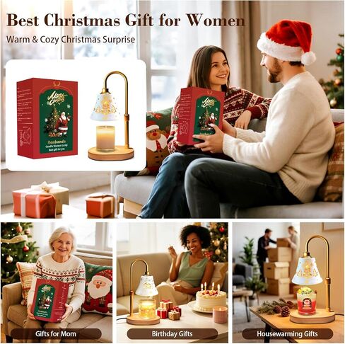 Flower Candle Warmer Lamp with Timer: 2H/4H/8H Timer Adjustable Height with 2 Bulbs - Dimmable Wax Melt Warmer for Home Decor in Kuwait