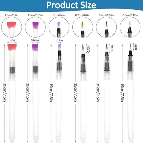 6 PCS Watercolor Brush Pens - Professional Soft Tip Paint Brushes, Leak-Proof Water Brush for Travel, Adult Coloring Books, Watercolor Painting in Saudi Arabia