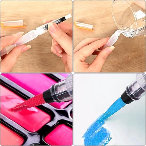 6 PCS Watercolor Brush Pens - Professional Soft Tip Paint Brushes, Leak-Proof Water Brush for Travel, Adult Coloring Books, Watercolor Painting in Saudi Arabia