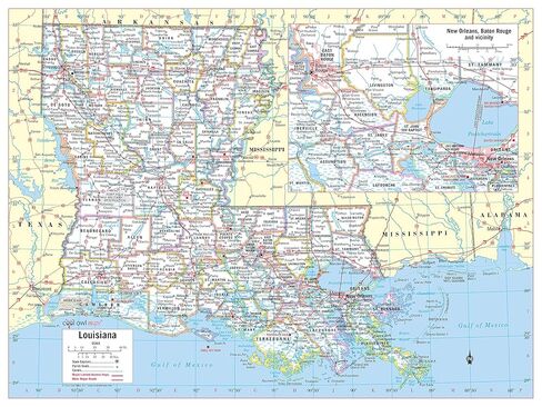 Cool Owl Maps Lousiana State Wall Map Poster Large Print Rolled 24"Wx32"H (Laminated) in Saudi Arabia