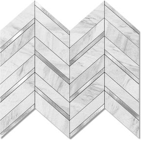 10-Sheet Herringbone Tile Peel and Stick Backsplash White Marble PVC Stick on Backsplash Self Adhesive Wall Tile for Kitchen and Bathroom in Saudi Arabia