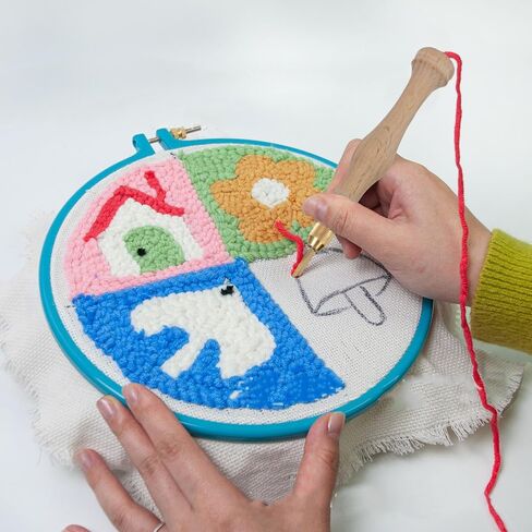 Embroidery Hoop Stand, Double Sided Punch Needle Stand Sewing Needlepoint Frame 16.5cm 25cm Cross Stitch Holder for Quilting (Lake Blue) in Saudi Arabia