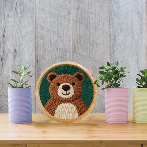 FREEBLOSS DIY Punch Needle Kits for Beginners Cartoon Bear Punch Needle Starter Craft Set with Hoop and Instruction Embroidery Set for Adults Festival Gift and Decoration in Saudi Arabia