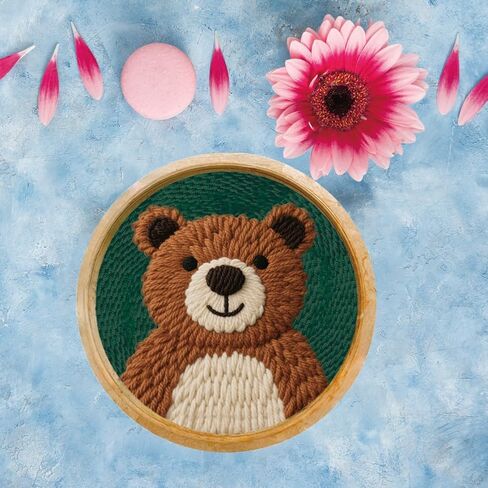 FREEBLOSS DIY Punch Needle Kits for Beginners Cartoon Bear Punch Needle Starter Craft Set with Hoop and Instruction Embroidery Set for Adults Festival Gift and Decoration in Saudi Arabia