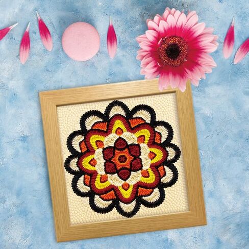 FREEBLOSS DIY Mandala Punch Needle Kit for Beginners Embroidery Punch Needle Starter Craft Set with Instructions Frame Embroidery Kit for Adults Gift Decoration, 9.4x9.4inch in Saudi Arabia