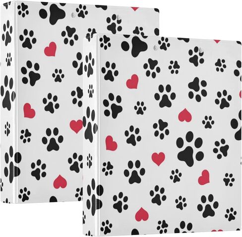 YETTASBIN Dog Paw 3 Round Ring Binders with 3 Interior PVC Clear Pockets, Waterproof Durable Basic Binders with Anti-Slip Metal Clip, Versatile Binders Holds 200 Sheets, 1 Pack in Saudi Arabia