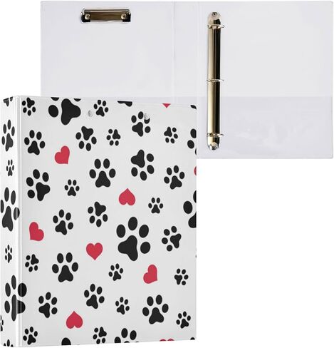 YETTASBIN Dog Paw 3 Round Ring Binders with 3 Interior PVC Clear Pockets, Waterproof Durable Basic Binders with Anti-Slip Metal Clip, Versatile Binders Holds 200 Sheets, 1 Pack in Saudi Arabia