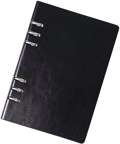 دفتر ملاحظات بأوراق فضفاضة مقاس A5 من الجلد قابل لإعادة الملء، غلاف أوراق فضفاض مع 6 حلقات، ملف جلدي مصنوع يدويًا، مخطط كتب الميزانية في حياتك، 9.3 بوصة × 6.7 بوصة، 100 صفحة و200 ورقة. in Kuwait