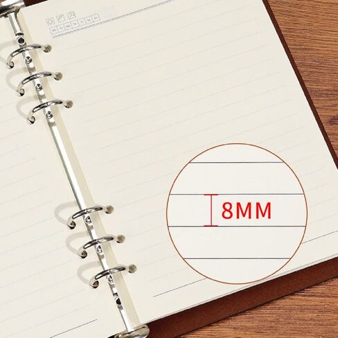 دفتر ملاحظات بأوراق فضفاضة مقاس A5 من الجلد قابل لإعادة الملء، غلاف أوراق فضفاض مع 6 حلقات، ملف جلدي مصنوع يدويًا، مخطط كتب الميزانية في حياتك، 9.3 بوصة × 6.7 بوصة، 100 صفحة و200 ورقة. in Kuwait