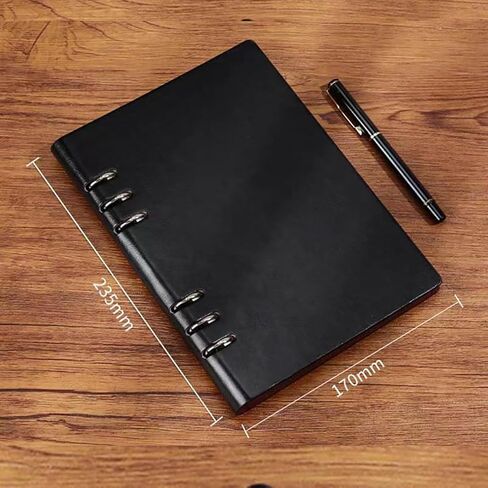 دفتر ملاحظات بأوراق فضفاضة مقاس A5 من الجلد قابل لإعادة الملء، غلاف أوراق فضفاض مع 6 حلقات، ملف جلدي مصنوع يدويًا، مخطط كتب الميزانية في حياتك، 9.3 بوصة × 6.7 بوصة، 100 صفحة و200 ورقة. in Kuwait