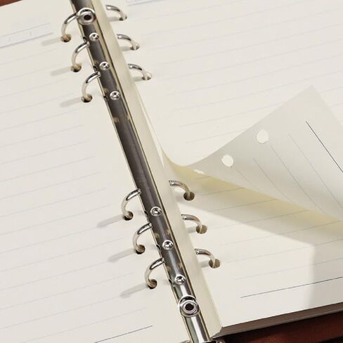 دفتر ملاحظات بأوراق فضفاضة مقاس A5 من الجلد قابل لإعادة الملء، غلاف أوراق فضفاض مع 6 حلقات، ملف جلدي مصنوع يدويًا، مخطط كتب الميزانية في حياتك، 9.3 بوصة × 6.7 بوصة، 100 صفحة و200 ورقة. in Kuwait