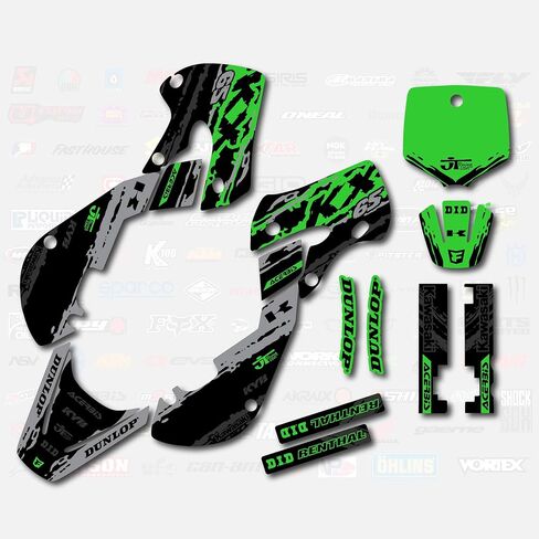 Grey Green Slick Racing Graphics fits a Kawasaki Kx 65 00-19 Graphic Kit Sticker Kx65 MX in Saudi Arabia