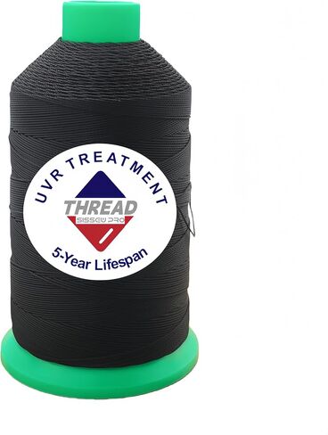Sissewpro 8oz UV Resistance Tex135 Bonded Polyester Thread 138 Heavy Duty Outdoor Marine Upholstery Thread for Sewing Machines,Awnings,Boat Covers,Furniture, Car Seats,Sails,Vinyl,Canvas 1500yds（BK） in Saudi Arabia