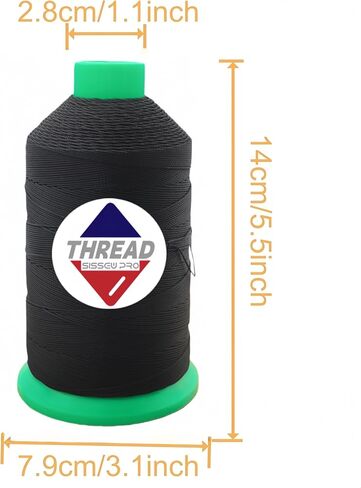 Sissewpro 8oz UV Resistance Tex135 Bonded Polyester Thread 138 Heavy Duty Outdoor Marine Upholstery Thread for Sewing Machines,Awnings,Boat Covers,Furniture, Car Seats,Sails,Vinyl,Canvas 1500yds（BK） in Saudi Arabia