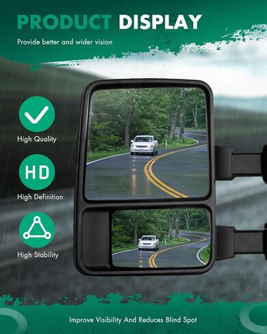 مرآة سحب SCITOO متوافقة مع 2008-2016 لسيارة Ford F250 F350 F450 F550 مرآة جانبية فائقة التحمل تم تعديلها يدويًا بدون إضاءة إشارة الانعطاف الساخنة تصغير قابل للطي جانب السائق قطعة واحدة in Saudi Arabia