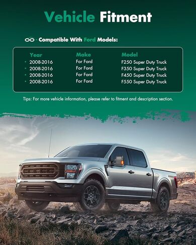 مرآة سحب SCITOO متوافقة مع 2008-2016 لسيارة Ford F250 F350 F450 F550 مرآة جانبية فائقة التحمل تم تعديلها يدويًا بدون إضاءة إشارة الانعطاف الساخنة تصغير قابل للطي جانب السائق قطعة واحدة in Saudi Arabia