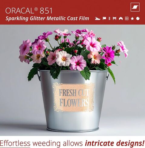 ORACAL 851 Cast Intense Silver Metallic Sparkle Craft Film لاصق ممتاز من الفينيل للملصقات واللافتات وسجلات القصاصات والمشروعات اليدوية 30.48 سم × 60.96 سم in Saudi Arabia