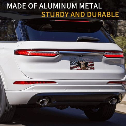 Deer American Flag Retro Front License Plate for Women Car Vanity Plates Decorative Aluminum Metal Cute Novelty License Plate Cover for Men 6x12 Inch (4 Holes) in Saudi Arabia
